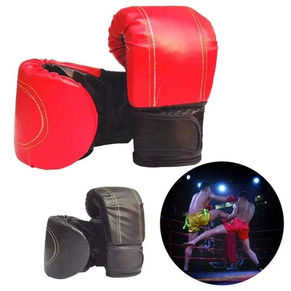 1 Pair PU Leather Boxing Gloves Unisex Sports Protection Mitts Boxing Sanda Gloves Adults Women Men