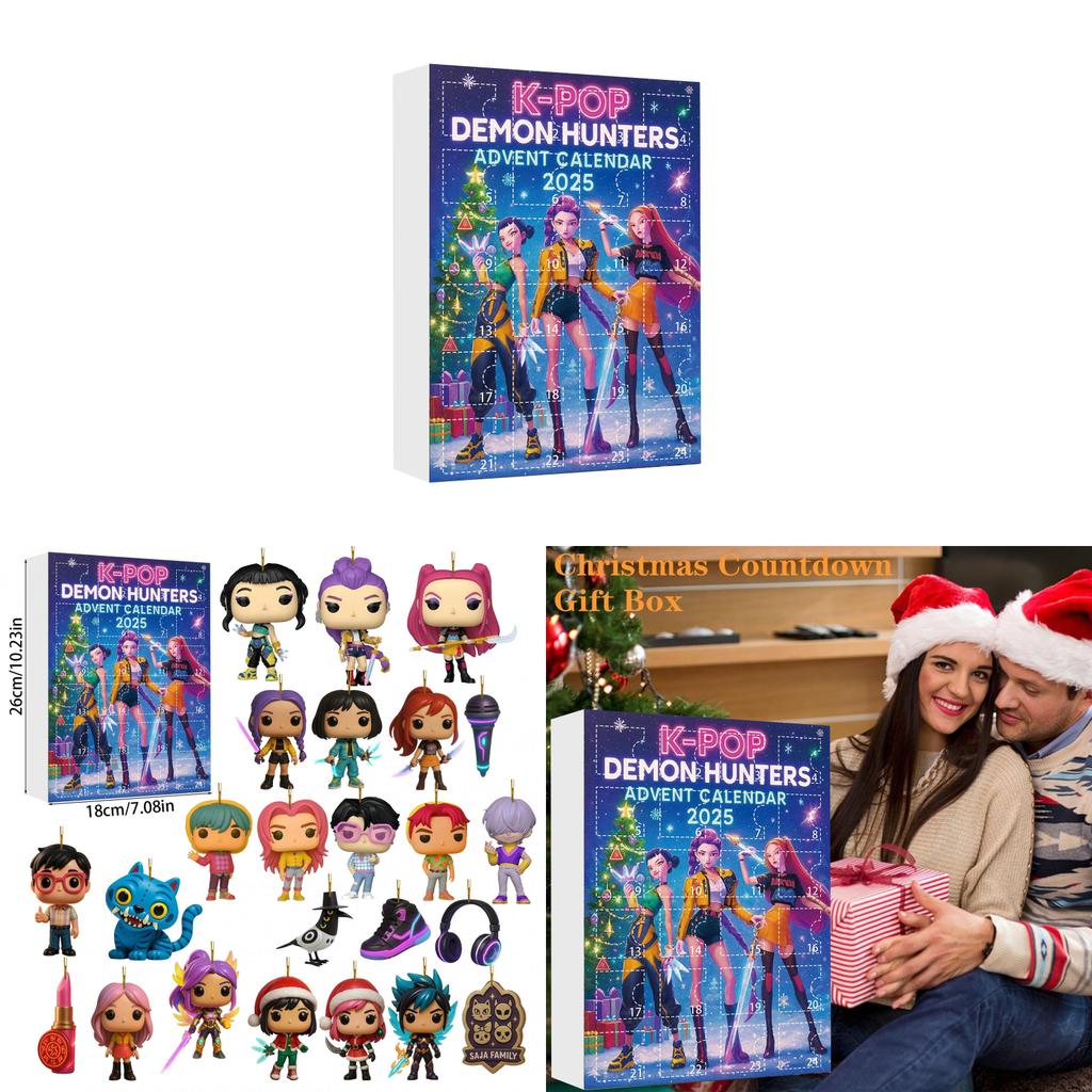 K-pop Охотники на демонов Адвент-календарь с акриловыми фигурками для рождественских подарков и украшения для вечеринки