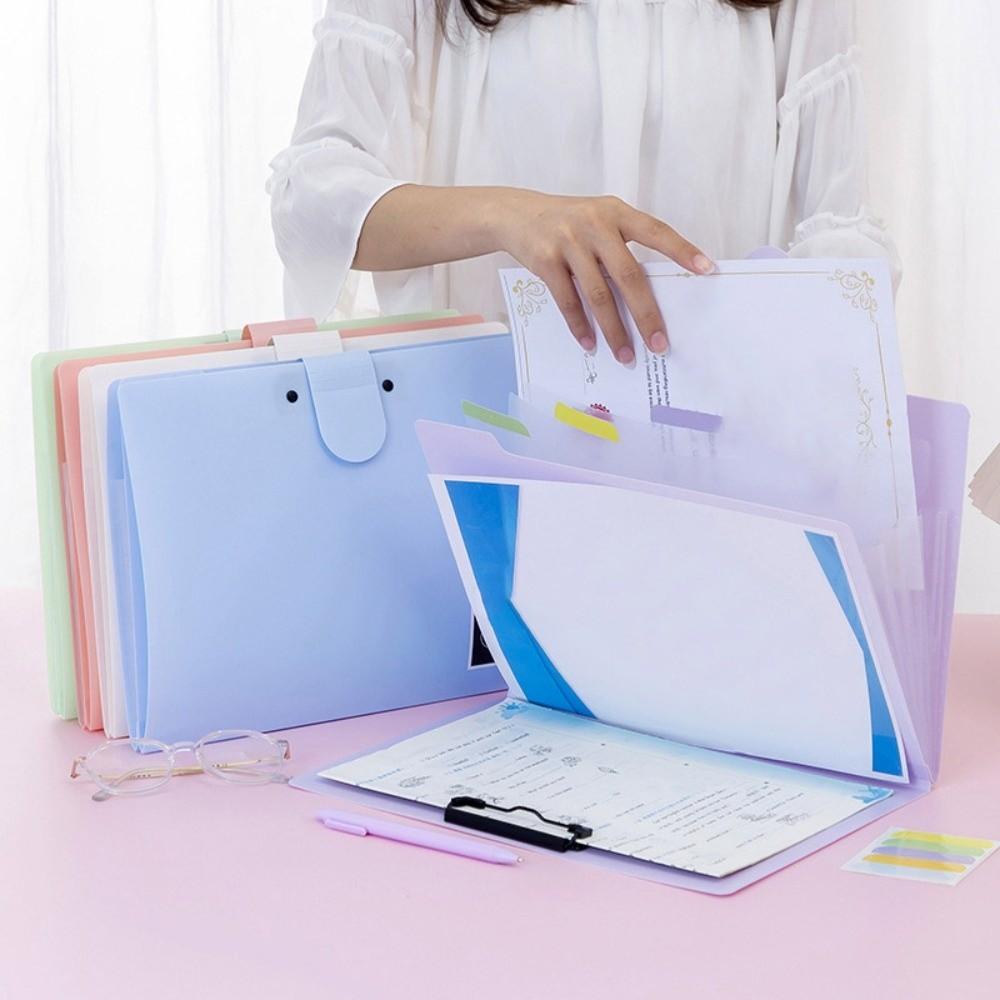 with Clipboard Expanding File Folder A4 Document Storage Bag File Organizer School Supplies