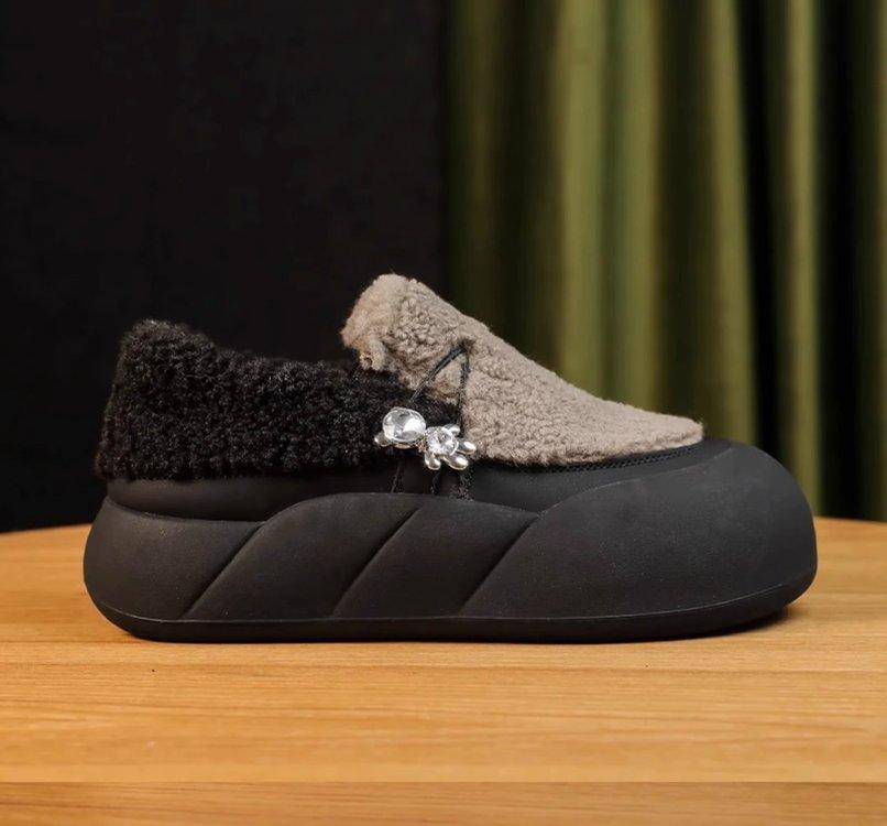 2024 Осень/Зима Отдых Спорт Плюшевая Высокая Женская Обувь Толстая Подошва Хлопковая Обувь