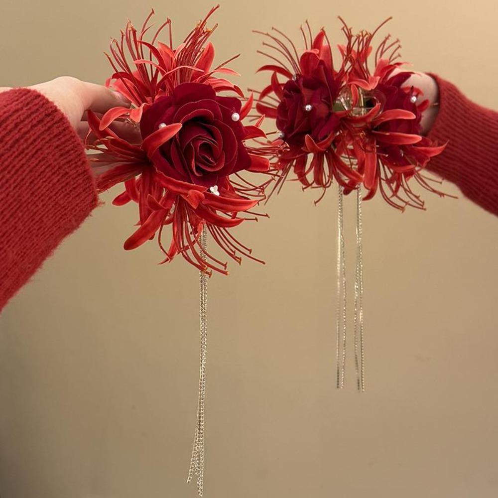 Длинные заколки для волос Lycorisradiata Flower, винтажные зажимы для волос, подарок на голову