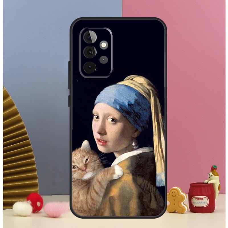 Смешной Кот Искусство Эстетика Чехол Для Samsung Galaxy A54 A34 A24 A14 A51 A71 A12 A32 A52 A72 A13 A33 A53 A25 A15 Обложка