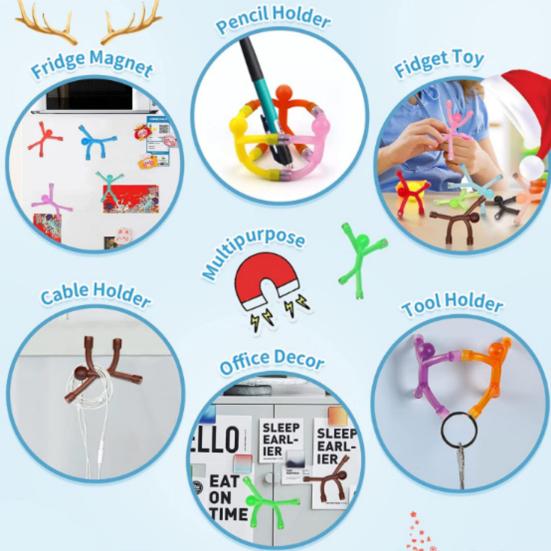 Магнитная игрушка «Человек», красочный гуманоидный магнит на холодильник, гибкая игрушка-фиджет для дома, офиса, путешествий, детей и взрослых, игрушка для снятия стресса, рождественский подарок