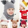 BELIVE Baby Kids Boy Girl Hooded Scarf Cap Hat Fashion Winter Warm Knit Flap Caps Scarf