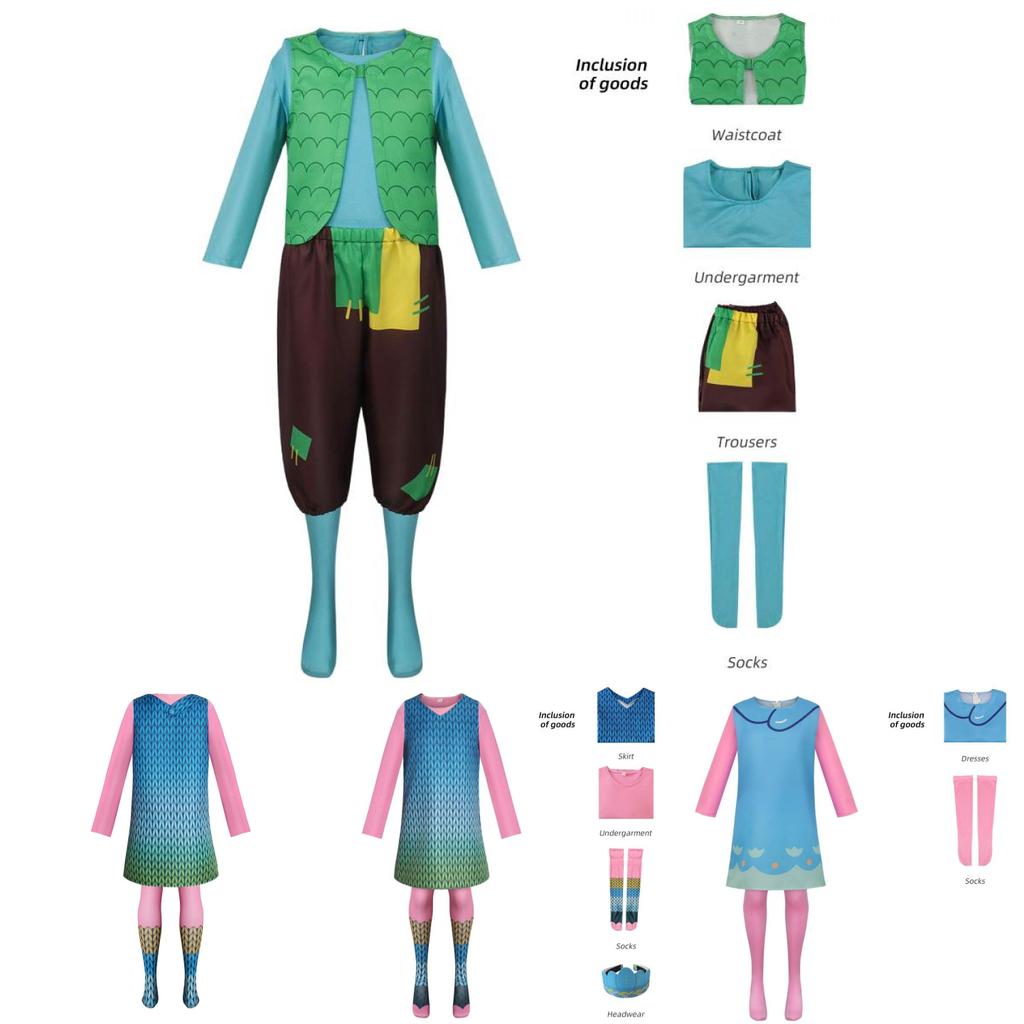 Милый фэнтезийный костюм для косплея тролля Поппи, платье, аниме, Хэллоуин, сценический наряд