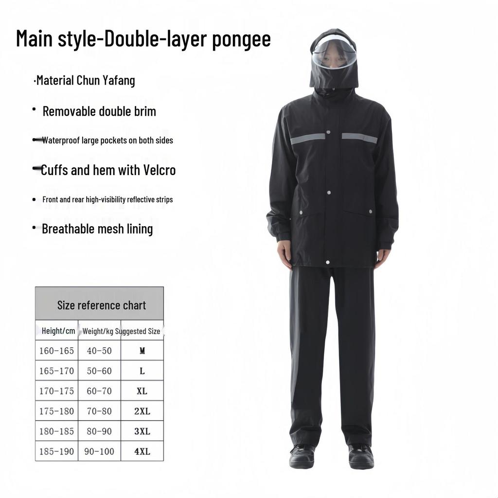 Full Body Rainproof Reflective Raincoat and Pants Set for Motorcycling and Construction