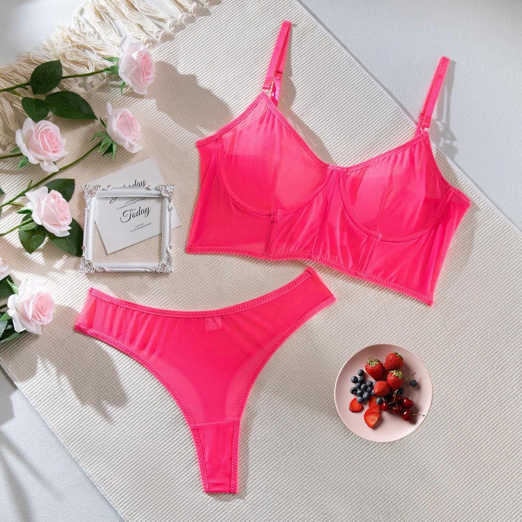 Популярный комплект сексуального сетчатого нижнего белья со стальной поддержкой и дизайном «рыбья кость»