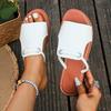 Large Size 2025 Summer New Slippers Women, Solid Color, Woven Simple Daily Beach Slippers