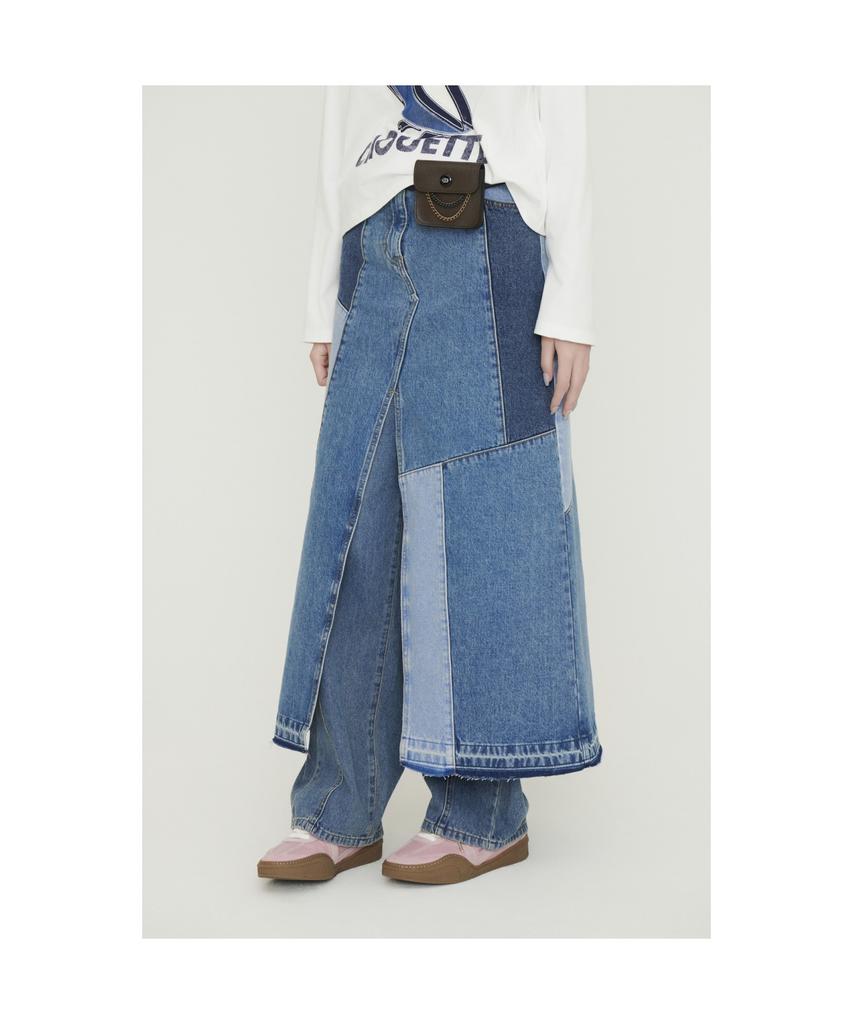 LUCKY CHOUETTE Color Patch Denim Long Skirt (Blue) Lfpds25210Bux