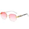 Men Women Fashion Retro Square Hip Hop Sunglasses Luxury Gold Rimless Shades Glasses