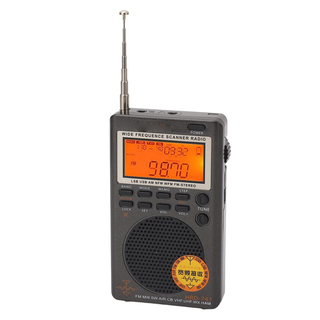 Полнодиапазонный приемник FM MW SW SSB LSB AIR CB VHF UBD WX Портативный DSP радиоприемник с поддержкой 8 Ом 1 Вт