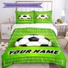 3PC Custom Name Soccer Ball Field Bedding Set Duvet Cover Closure Includes 1 Duvet Cover & 2 Pillowcases for Bedroom