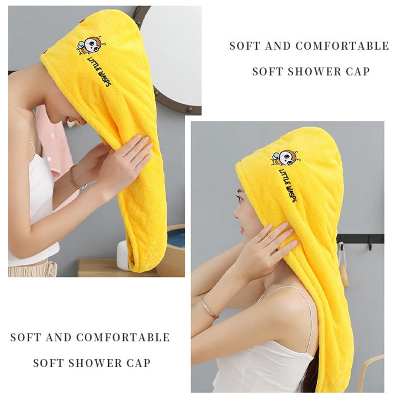 Волшебная шапочка для душа из микрофибры, двухслойное вышитое полотенце, шапочки для ванны, шапочка для сухих волос, быстросохнущая мягкая шапочка для леди, тюрбан