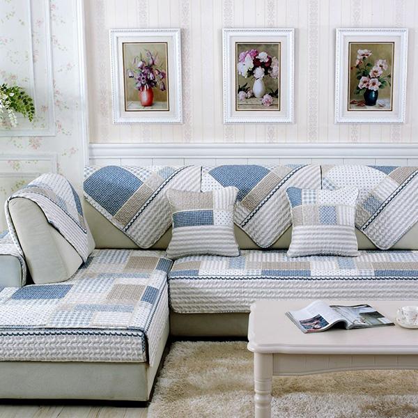 Sofa Covers Living Room Plaid Stripe Sofa Towel Couch Cover Cotton Non-slip Sofa Slipcover Modern Minimalist Corner Seat Cover