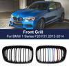 Thultra One Pair Front Kidney Grill Grille For Bmw F20 F21 1 Series 11-14 Glossy Black M Color Double Slat Racing Sport