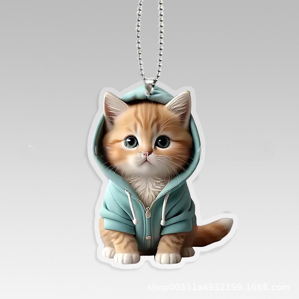 Car Rearview Mirror 3d Cat Hanging Pendant Animal Shape Ornaments Backpack Accessories Cretive Adorns Decorative Decor for Car