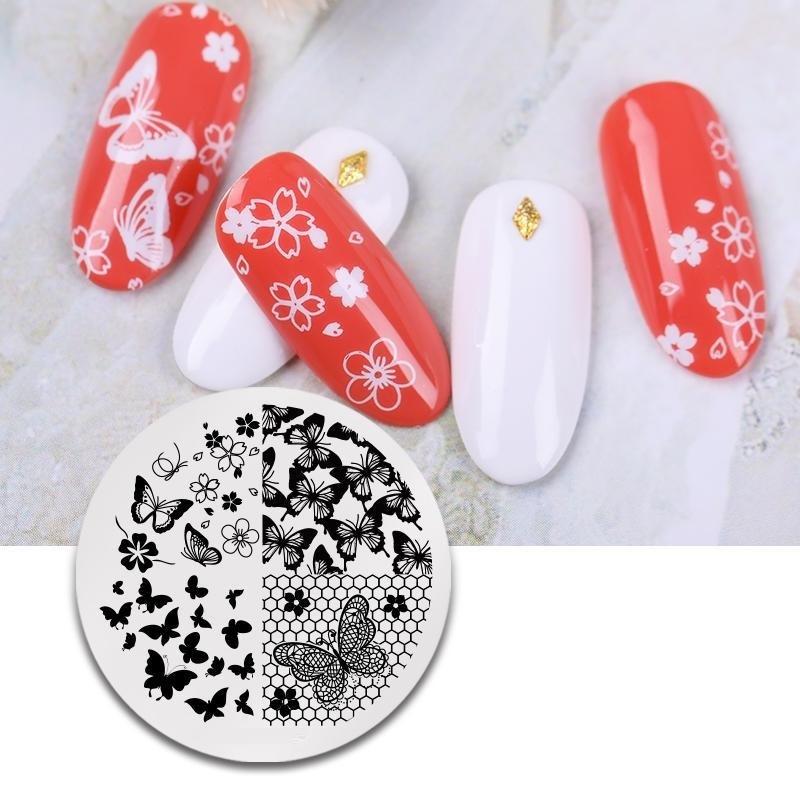 Штамповочные пластины для дизайна ногтей, листья, цветы, трафареты из нержавеющей стали, инструменты для штамповки изображений для ногтей, маникюрные инструменты