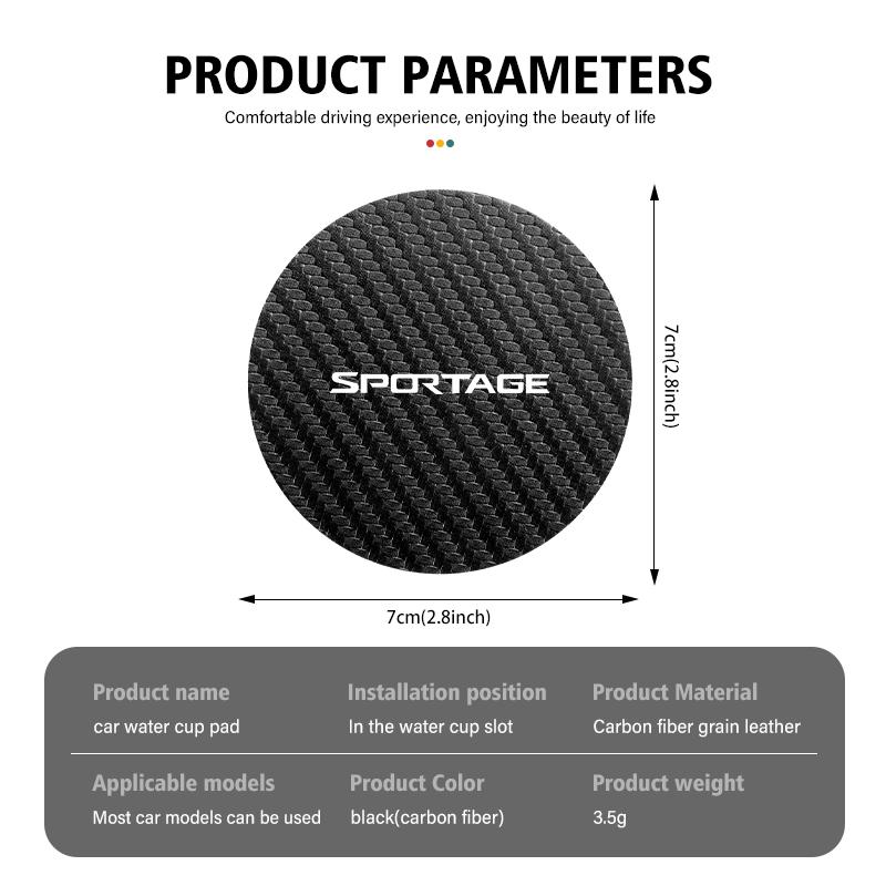 For KIA 2pcs Car Carbon Fiber Silicone Car Coasters Water Cup Slots Non-Slip Mat Drink Pads Sportage Ceed Sorento Niro CadenzaYT4