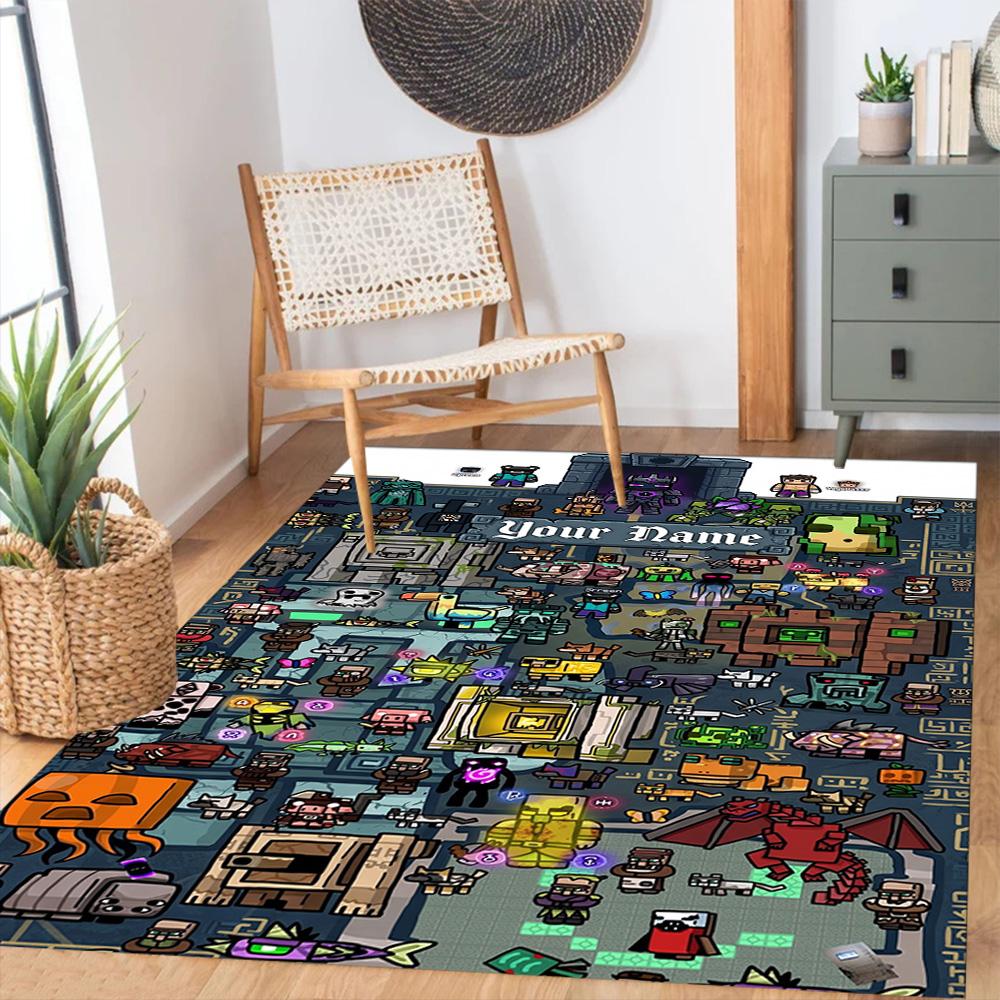 Minecraft Personalized Name Floor Rug Office Rug Perfect For Balcony Entryway Study Room Foyer Antislip Carpet Decorate Offices