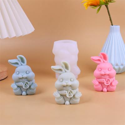 Силиконовая форма для свечи «Роза-кролик», форма «Кролик», для DIY, ручной работы, бетонная, цементная, для свечей, ароматерапии, на День святого Валентина, гипсовая форма