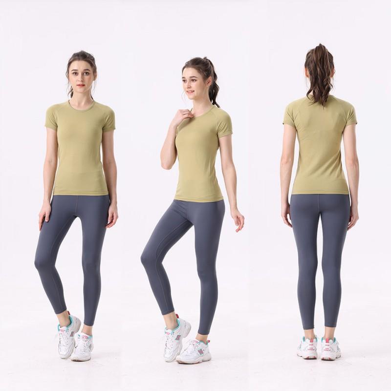 Womens Quick-Dry Yoga T-Shirt With High Stretch Breathable Fabric Gym Fitness Running Workout