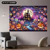 2D flat Halloween castle and pumpkin candy-themed polyester wall decorations, with dimensions of 8X6 feet.zyc