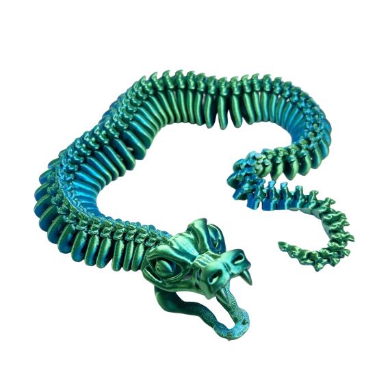 3D Printed Skeleton Snake Figurine Movable Joints Skeleton Snake Figure Articulated Animal Model Toy Home Office Bookshelf Desktop Decoration Ornament