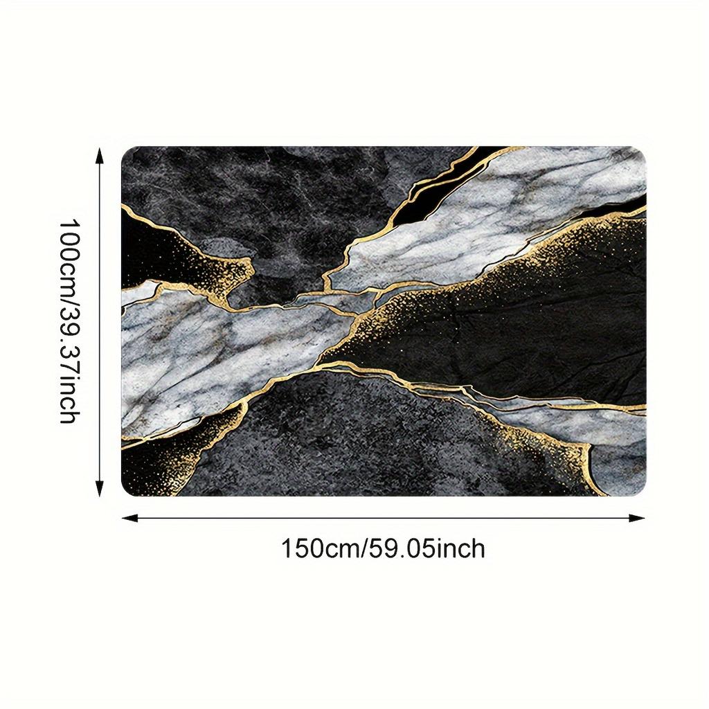 Luxury Black Marble Print Kitchen Mat Soft Thickened Kitchen Floor Mat Waterproof Non-slip Oil-proof Floor Mat Runner Rug
