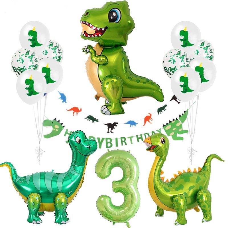 3D Dinosaur Foil Balloon Boy's Birthday Party Decoration Dinosaur Party Balloon Banner Jungle Animal Part Supplies