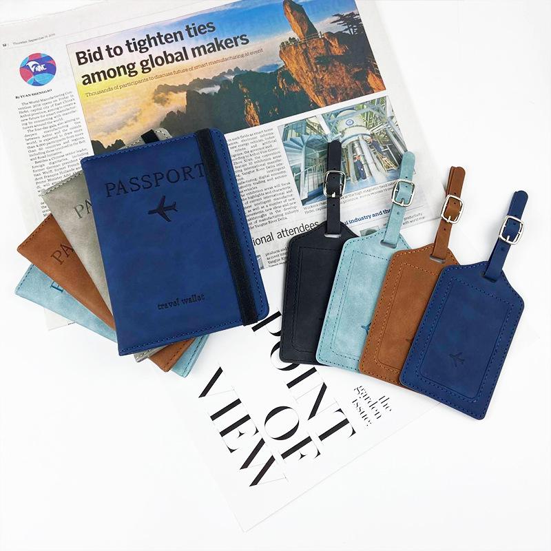 Набор: меняющий цвет держатель для паспорта из ПУ кожи и багажная бирка с RFID-защитой