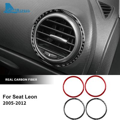 Настоящая наклейка из мягкого углеволокна для Leon 2005 2006 2007 2008 2009 2010 2011 2012, отделка воздуховода на боковой части центральной консоли автомобиля