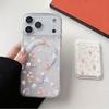 Полный экран Розовые цветочные фрагменты Для кошелька Magsafe Магнитный держатель для карт Чехол для телефона Для iPhone 16 13 15 14 17 Pro Max 16E Чехол