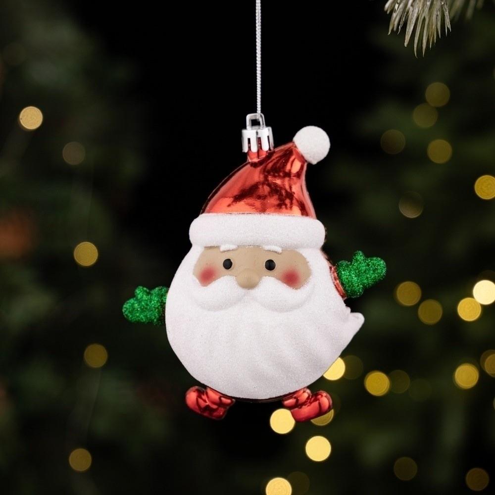 Santa Christmas Tree Decor Plastic Xmas Ornaments Santa Claus Snowman Pendant Kids Xmas Gift