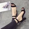 Fashion Summer Women Dress Shoes High Heels Boat Shoes Wedding Shoes Tenis Feminino with Peep Toe Square Heel Casual Sandals