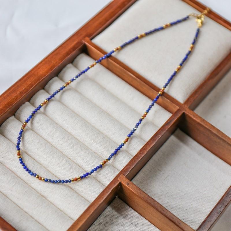 Lapis Lazuli Necklace Natural Stone Sparkling Choker Fashion Jewelry