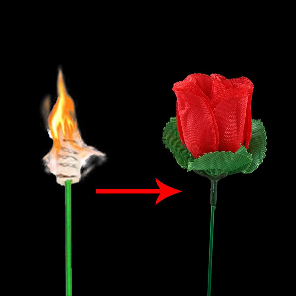 Tricks Magic Props Mystical Fire Torch to Rose Magic Trick Rose Magic Fire Rose Change Roses Magic