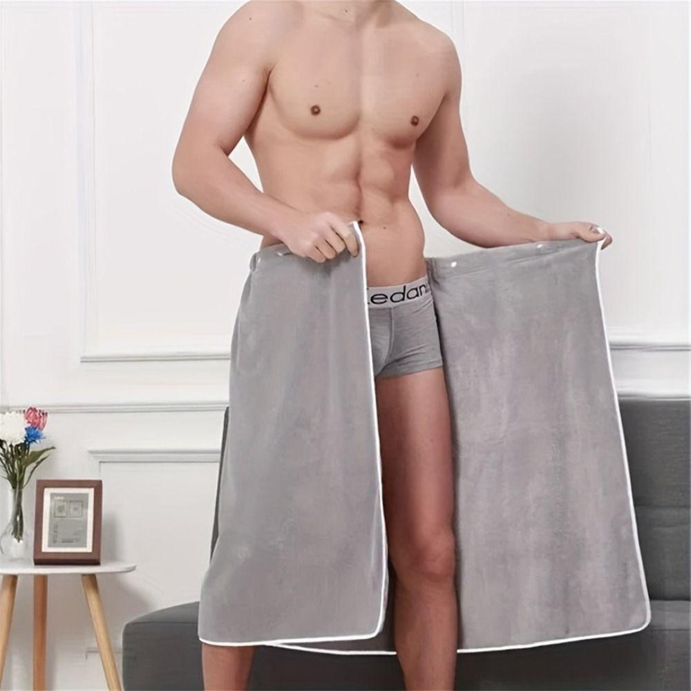 With Pocket Shower Towel Solid Color Short Towel Skirt Bathrobe Men Wearable Bath Towel Shower