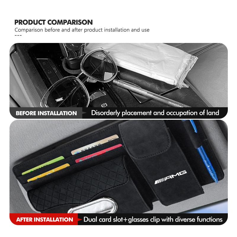 Car Glasses Storage Box Sun Visor Point Organizer Tissue Pocket For Mercedes Benz AMG A B C E S G Class W201 W210 W108 W205 W203