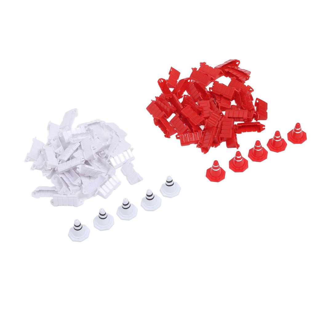 80pcs RC Roadblocks RC Car Racing Track Drift Runway Barriers Drift Field Fence with 10pcs Traffic