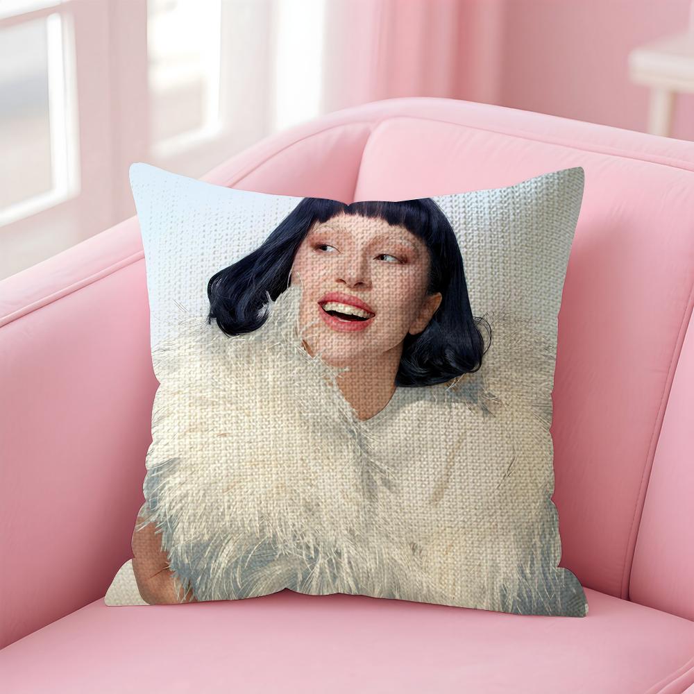 Singer LLady GGaga Cushion Cover Natural Linen Pillow Case DoubleSided Print Decorative Sofa Pillowcase Home Decor Gift