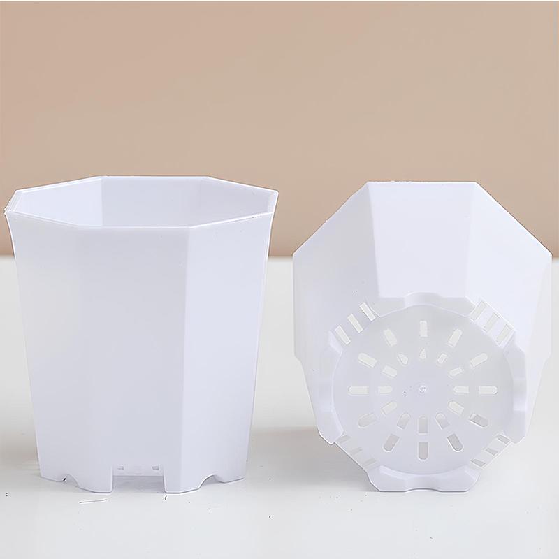 20 PCS Octagonal Flowerpot Plastic Flower Pots Set White Plant Pot with Drainage Holes Indoor Outdoor Succulents Growth Pots ZYF