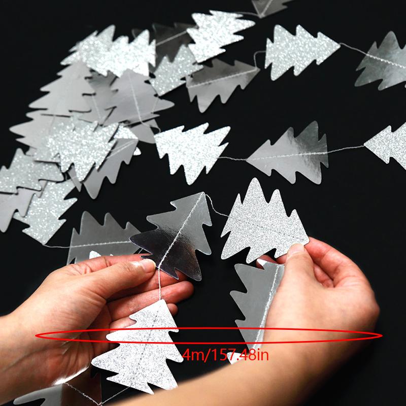 Зеленый цветочный венок в форме дерева Рождественская бумажная гирлянда Подвесная бумажная веревка Подвеска на рождественскую елку