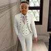 Fashionable Kids Stand-up Collar Suits 3 Pieces Jacket Vest Pants Performance Outfit Comfortable Boys Tuxedo Wedding Guest Wear