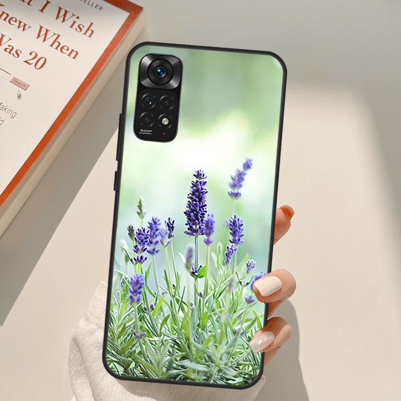 Чехол с цветком лавандового цвета для Xiaomi Redmi Note 11 10 9 8 Pro Note 11S 10S 9S 8T K50 K40 9A 9C 10A 10C