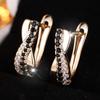 1 Pair Black White Zircon Cross Clip On Earrings for Women Luxury Vintage Gold Color Hoop Earrings Wedding Jewelry