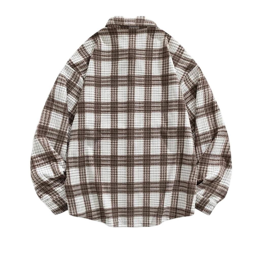 Мужская свободная клетчатая рубашка-куртка в стиле ретро с длинными рукавами, большого размера, модный повседневный кардиган, красивая рубашка