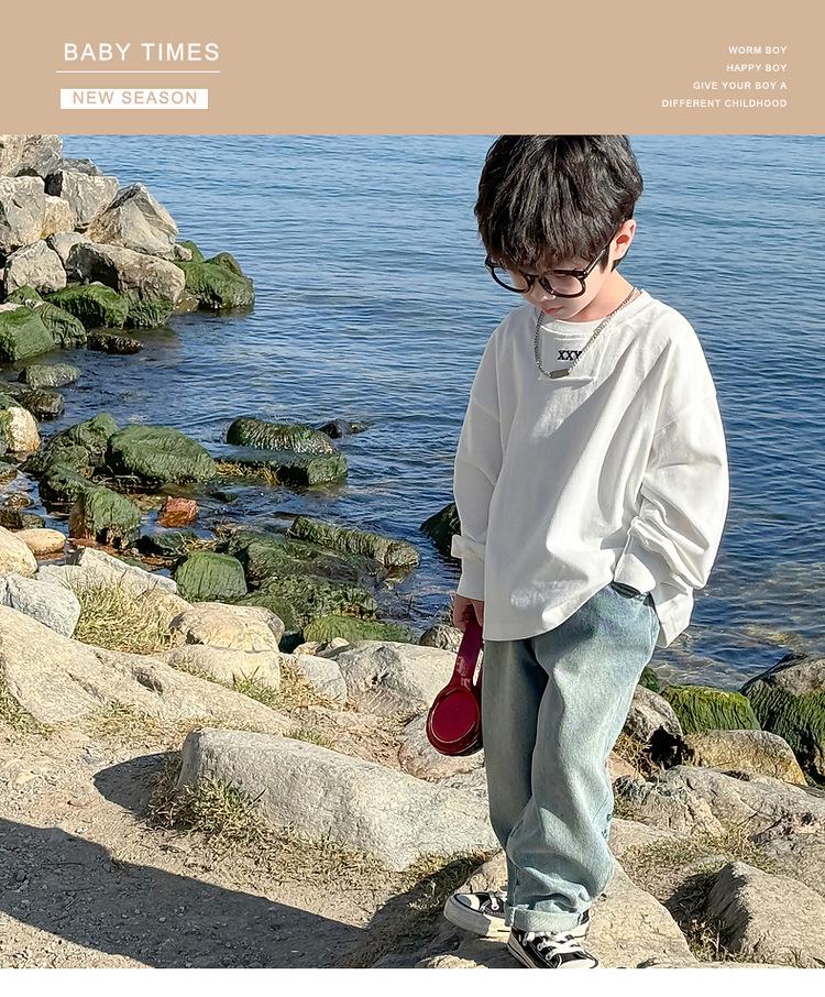 2025 Spring & Autumn Boys' Long-Sleeve Cotton T-Shirt