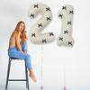 9 кремово-белых цифровых шаров, черный бант из ленты для дней рождений в стиле бантов, выпускных, вечеринок-сюрпризов, юбилеев