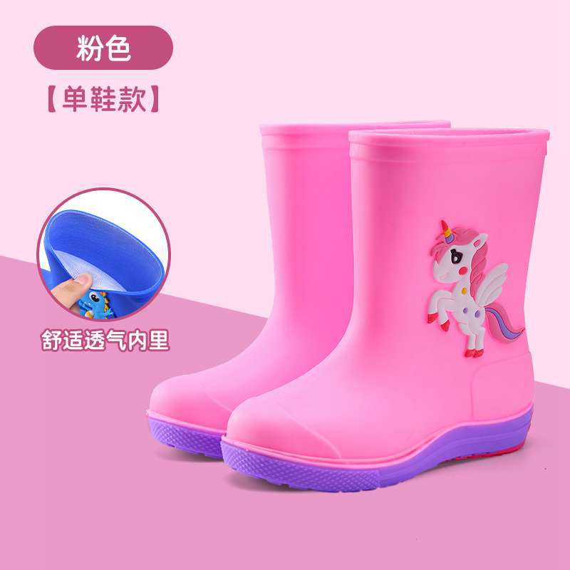 Big Children Rain Boots Boys Girls Baby Children Rain Shoes Non-slip Waterproof Children Cartoon Velvet Student Water Shoes Cute