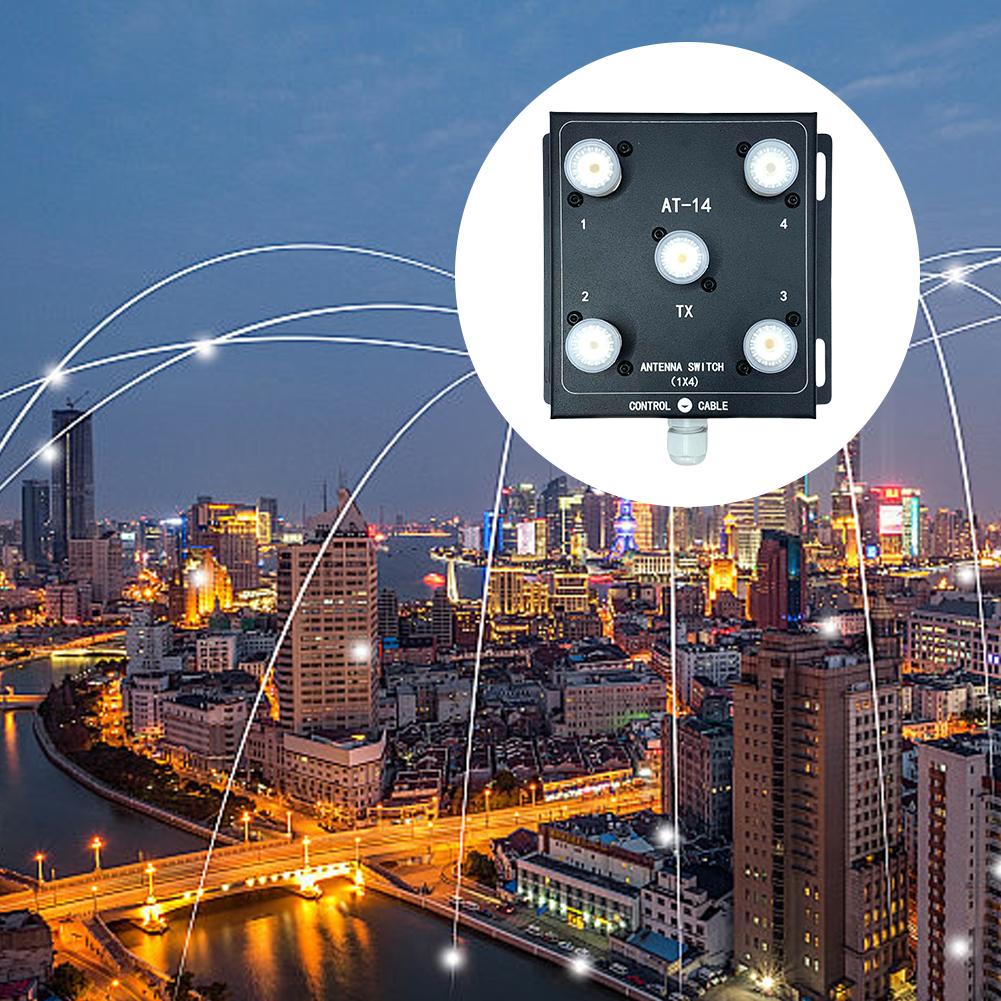 4-Way Coax Remote Antenna Switch Antenna Switch 1.8-60MHz Antenna Signal Switch Antenna Splitter Switch for Convenient Switching